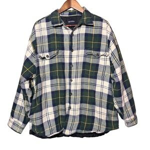 Vintage Puritan Men XL Green Flannel Shirt Jacket Thrashed Gorpcore Outdoor